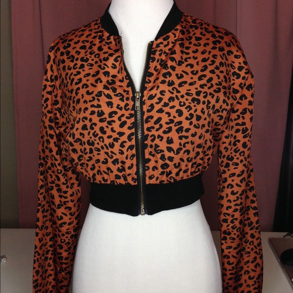 Leopard Print Cropped Varsity Jacket