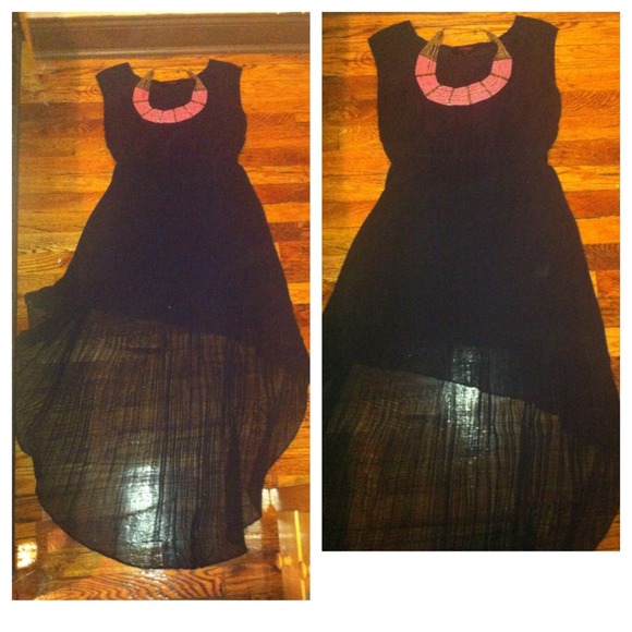 High-low Chiffon Stretch Black  Dress
