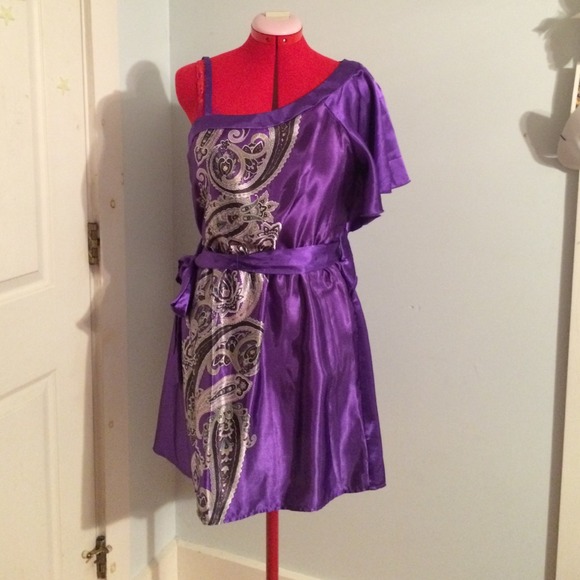One Shoulder Purple Dress