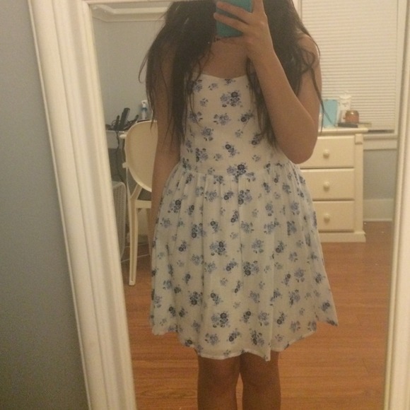 Sundress with blue flowers on it