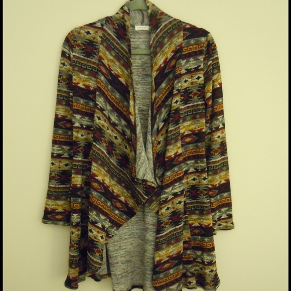 Aztec print draped cardigan