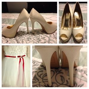 white dress and white shoes