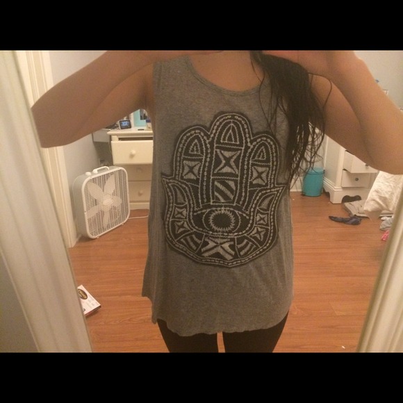 Grey tank top with Hindu sign