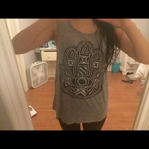 Grey tank top with Hindu sign