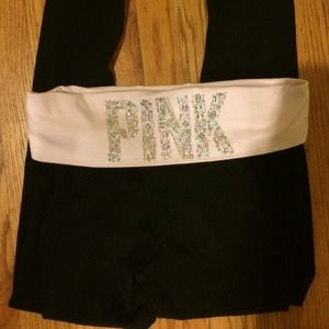 PINK fold over skinny yoga leggings