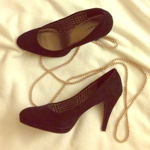 Black suede pumps