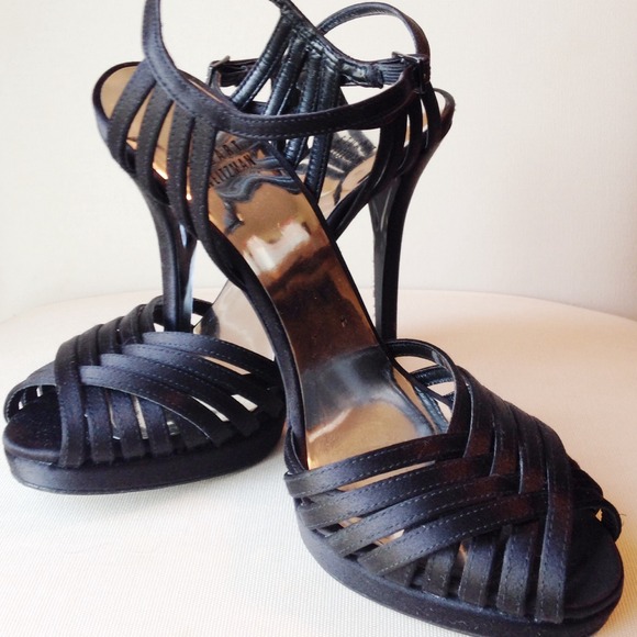 Stuart Weitzman Black Satin Heels