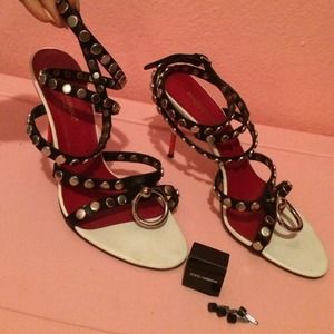 Dolce and Gabbana studded ankle wrap heels.