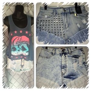 Denim shorts and tanks
