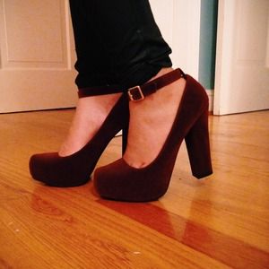 Sold Burgundy Strap Pumps