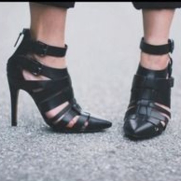 zara caged black booties 7.5 NIB