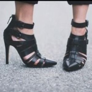 zara caged black booties 7.5 NIB