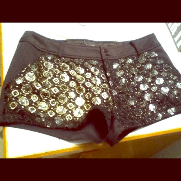 Black shorts with sequence on front