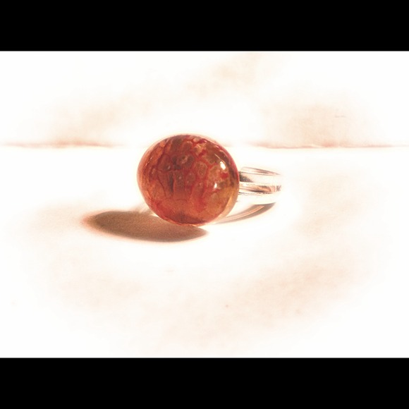 Handmade Dragon Vain Agate Stone Adjustable Ring - Picture 1 of 3