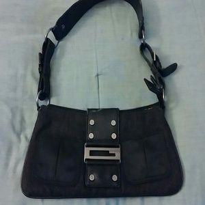 Small black denim purse