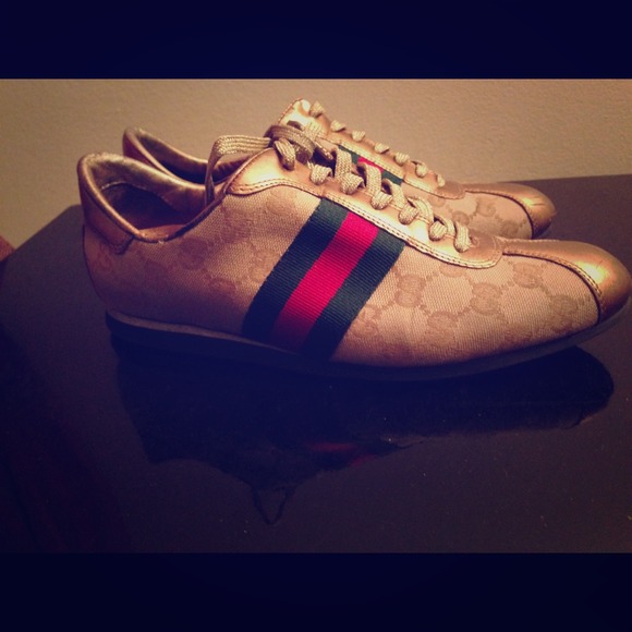 Authentic Gold Gucci Sneakers