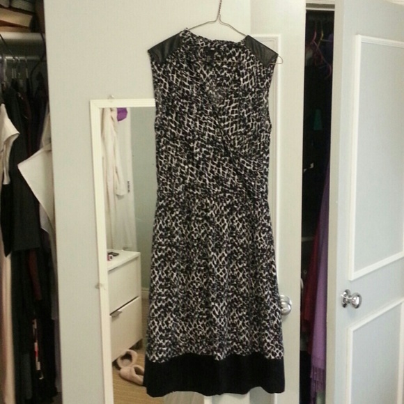 Black and white dress with leather detailing
