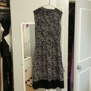 Black and white dress with leather detailing