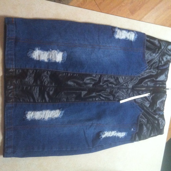 Faux high waisted leather skirt