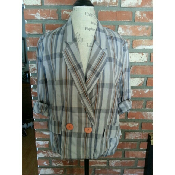 Plaid grey blazer jacket