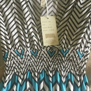 Blues, white, and black dress