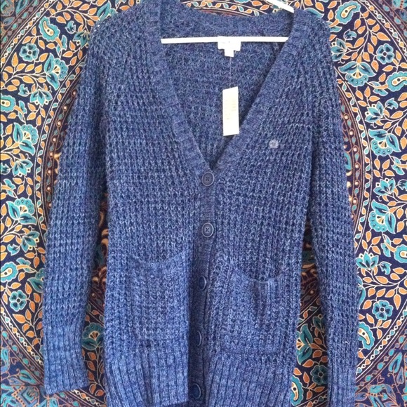 Navy Waffle Knit Cardigan