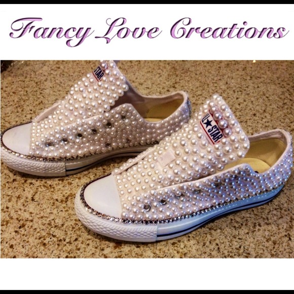 Customized Pearl Converse Sneakers 