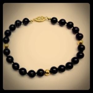 14k Gold, Onyx Bead Bracelet