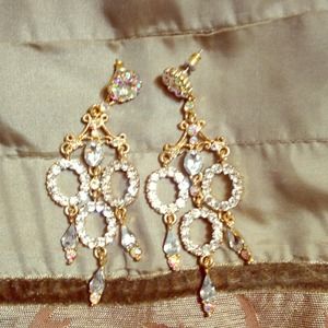 Diamond studded gold earrings