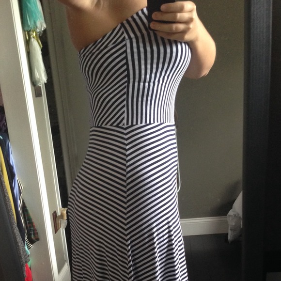 Navy and White Striped 4-in-1 Maxi Dress - Picture 3 of 4