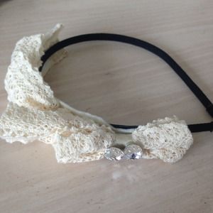 CUTE CROCHET AND JEWELED HEADBAND