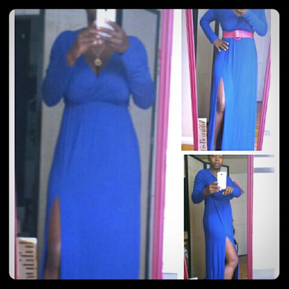 Modeling Cobalt Blue Jersey Dress