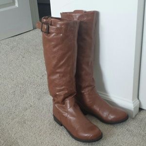 Faux leather riding boots