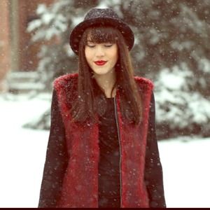 Red fur vest