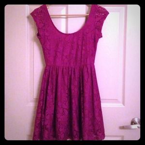 Purple lace dress.