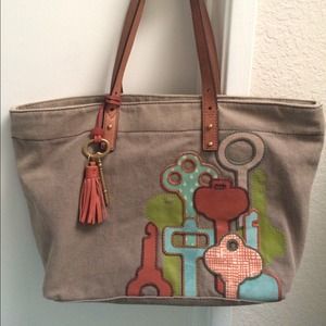 Authentic Fossil Canvas Tote Bag