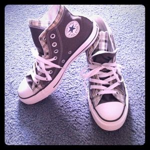 Grey plaid Converse Hi-Top
