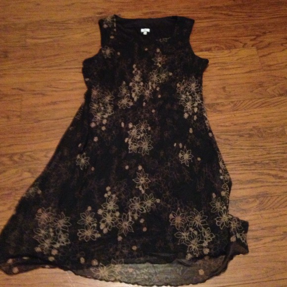 Cute black dress with tan flowers