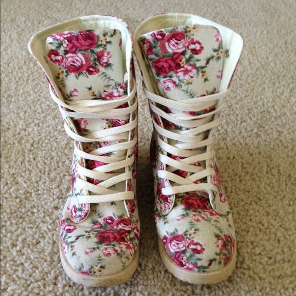 Floral Combat boots