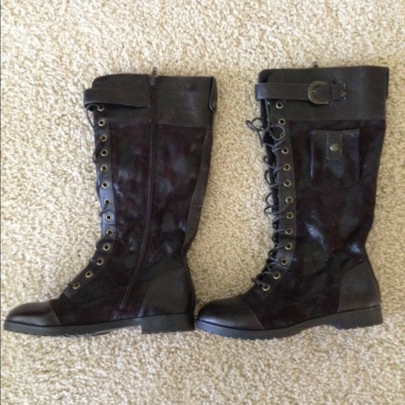 knee high lace up combat boots