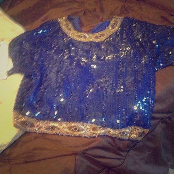 Royal blue sequin blouse