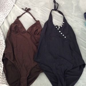 swimsuit tankini one piece  black and brown color