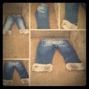 7 For All Mankind fur cuffed capris - #028