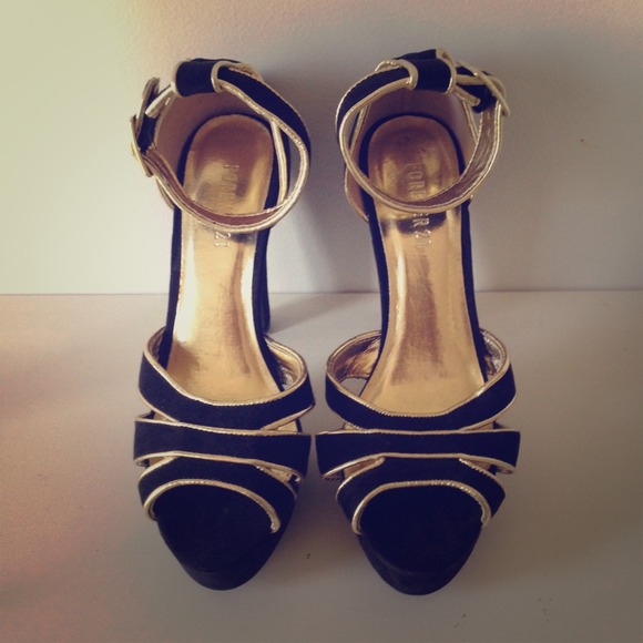 Black and Gold Platform Sandals