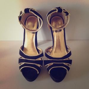 Black and Gold Platform Sandals
