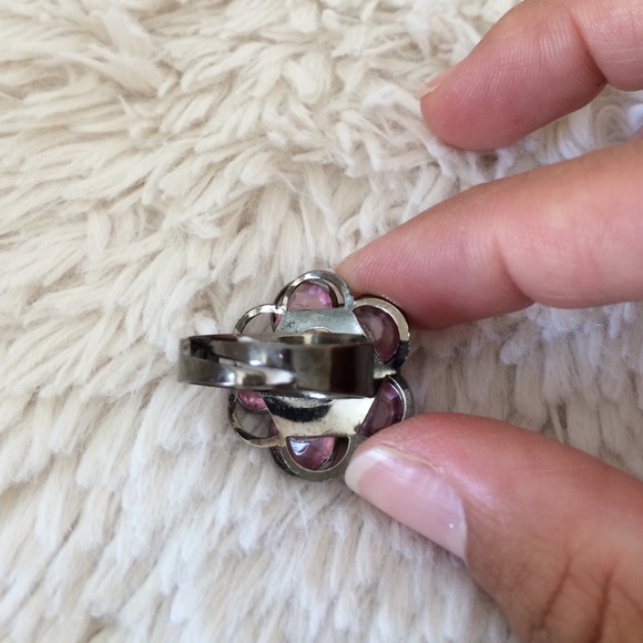 Pink Stone Flower Ring - Picture 2 of 2