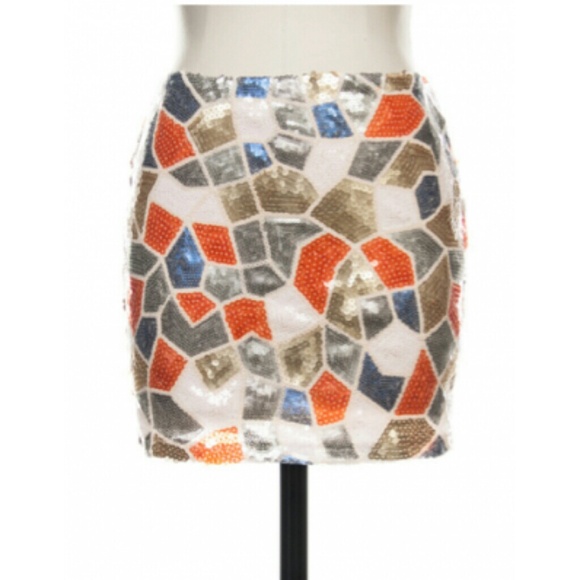 Multi Colored Sequin Mini Skirt. Size S