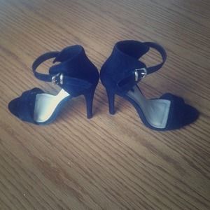 Black Open Toe Ankle Strap Heels