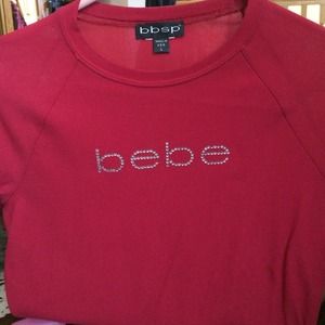 BEBE TOP LARGE SHEER RED