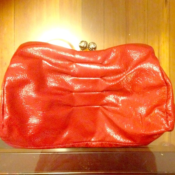 Bright red patent purse/clutch